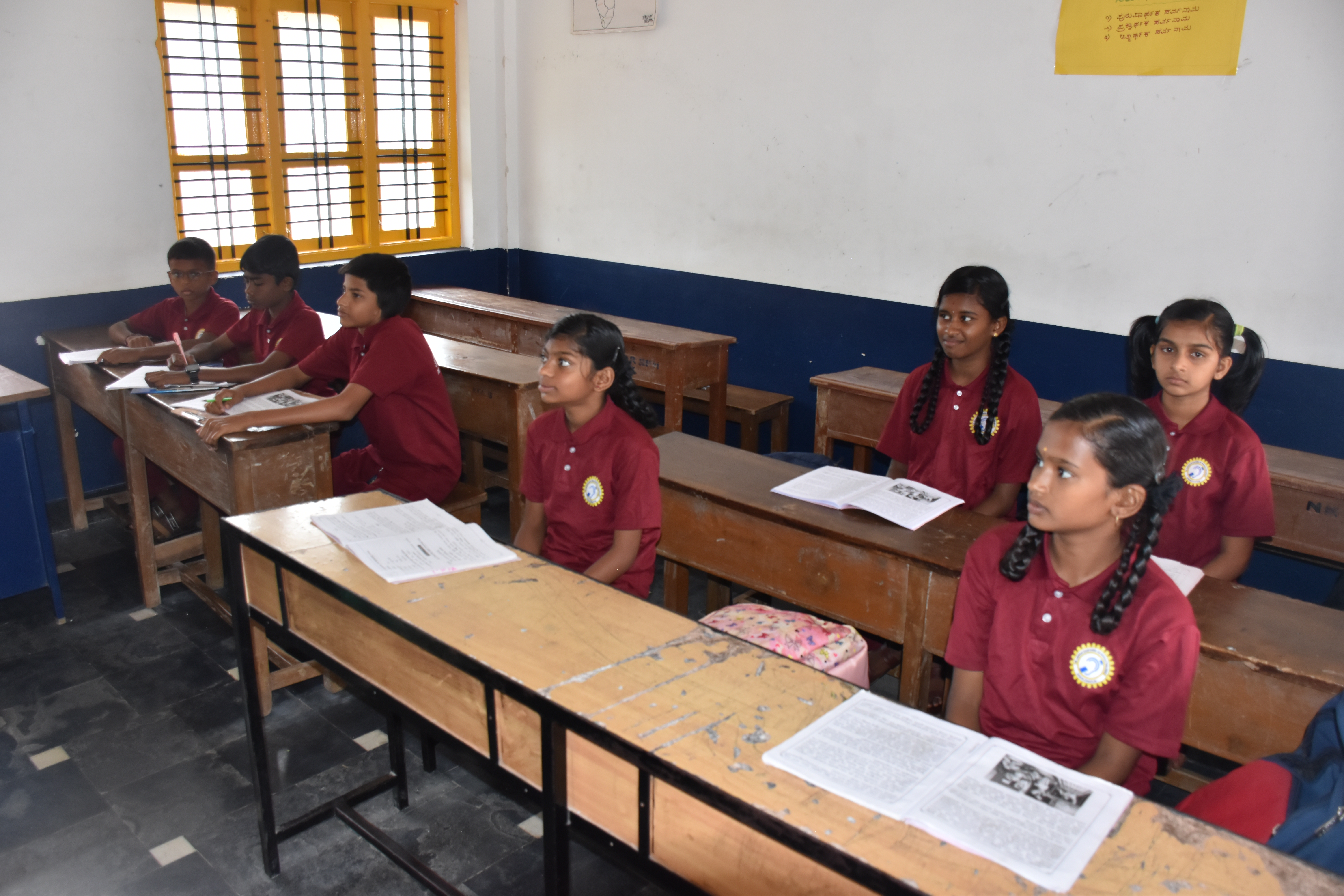 Students participating in cultural activities at N.K. Ganapaiah Rotary School