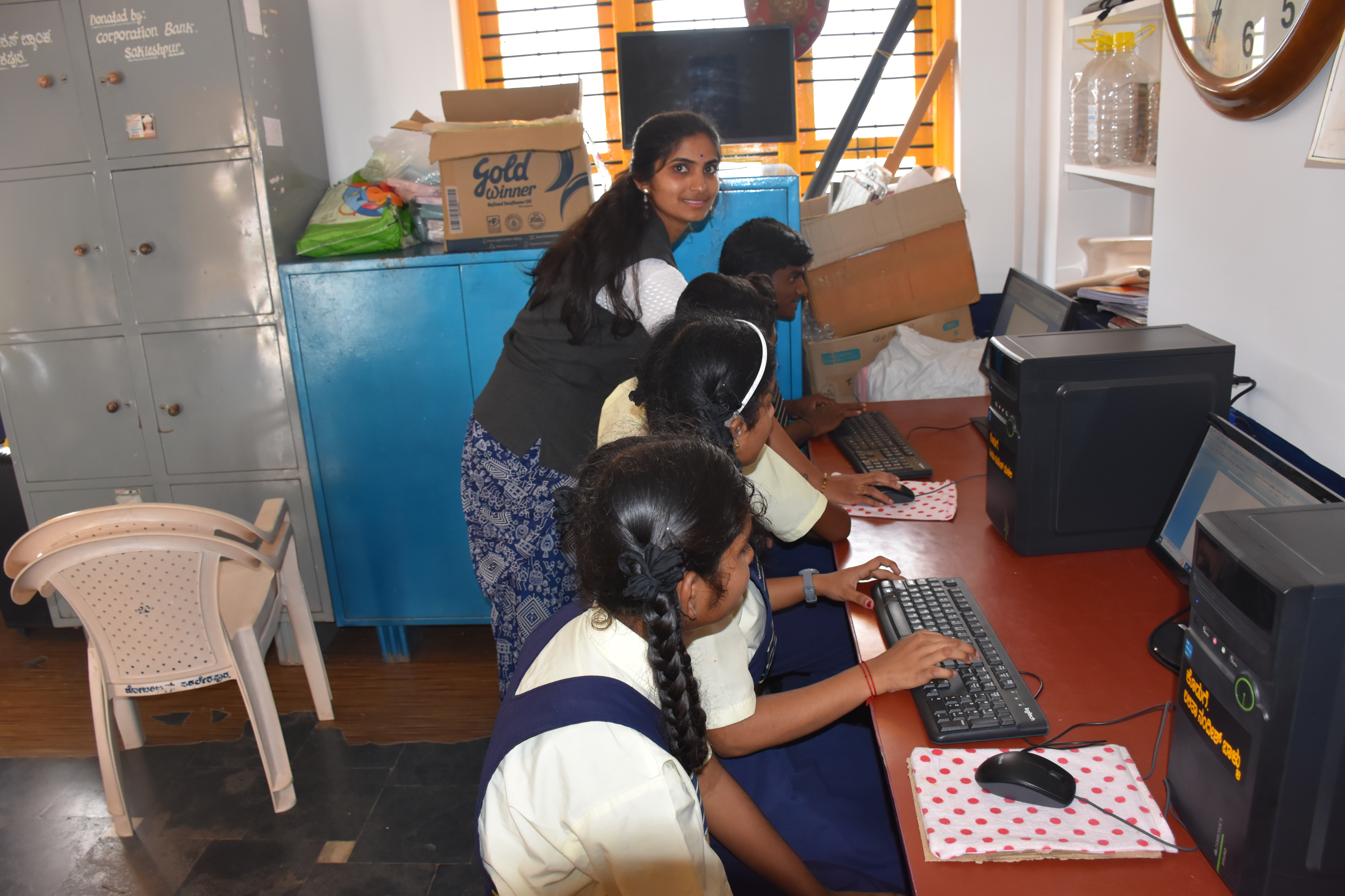 Students participating in cultural activities at N.K. Ganapaiah Rotary School