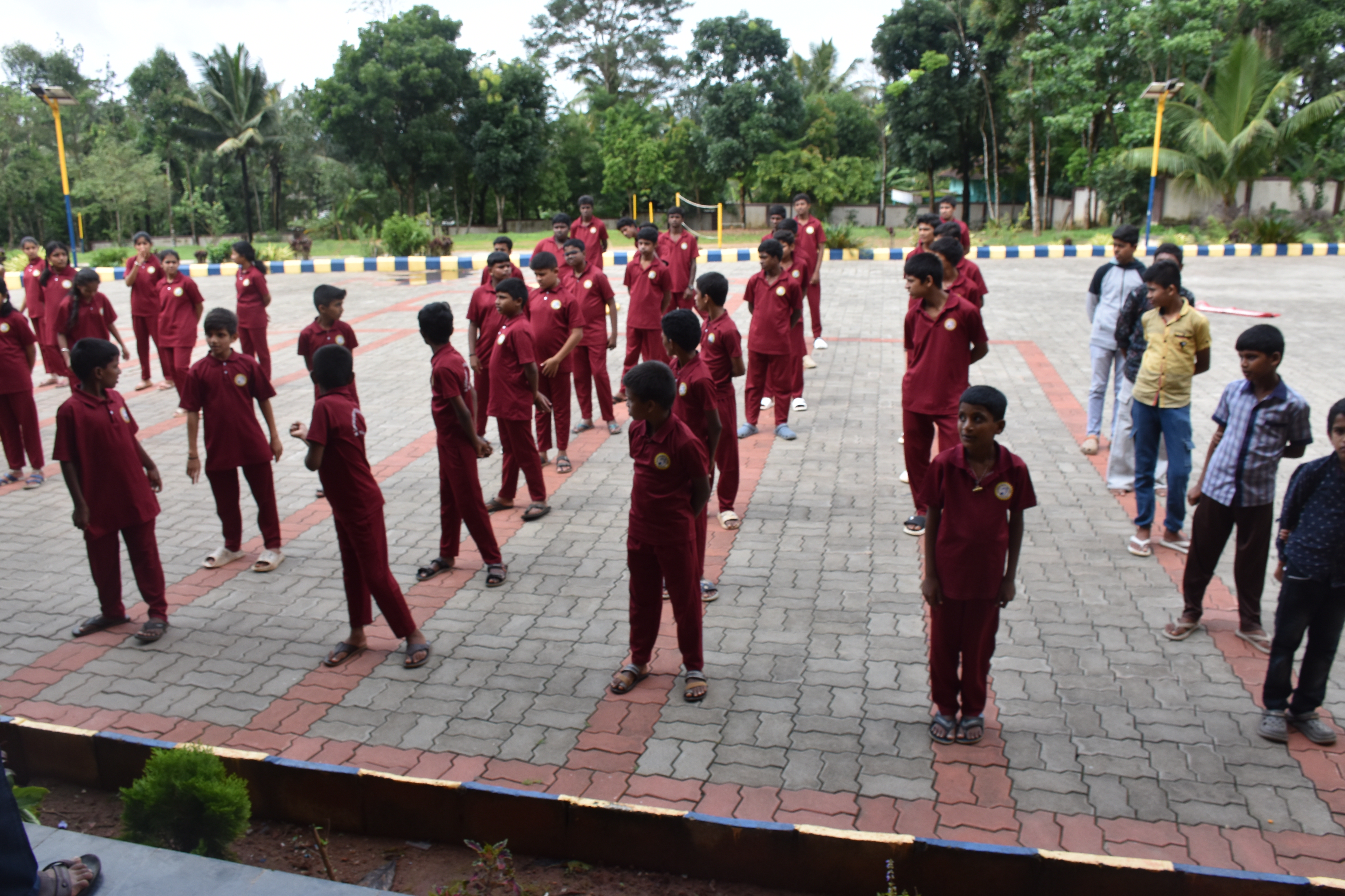Students participating in cultural activities at N.K. Ganapaiah Rotary School