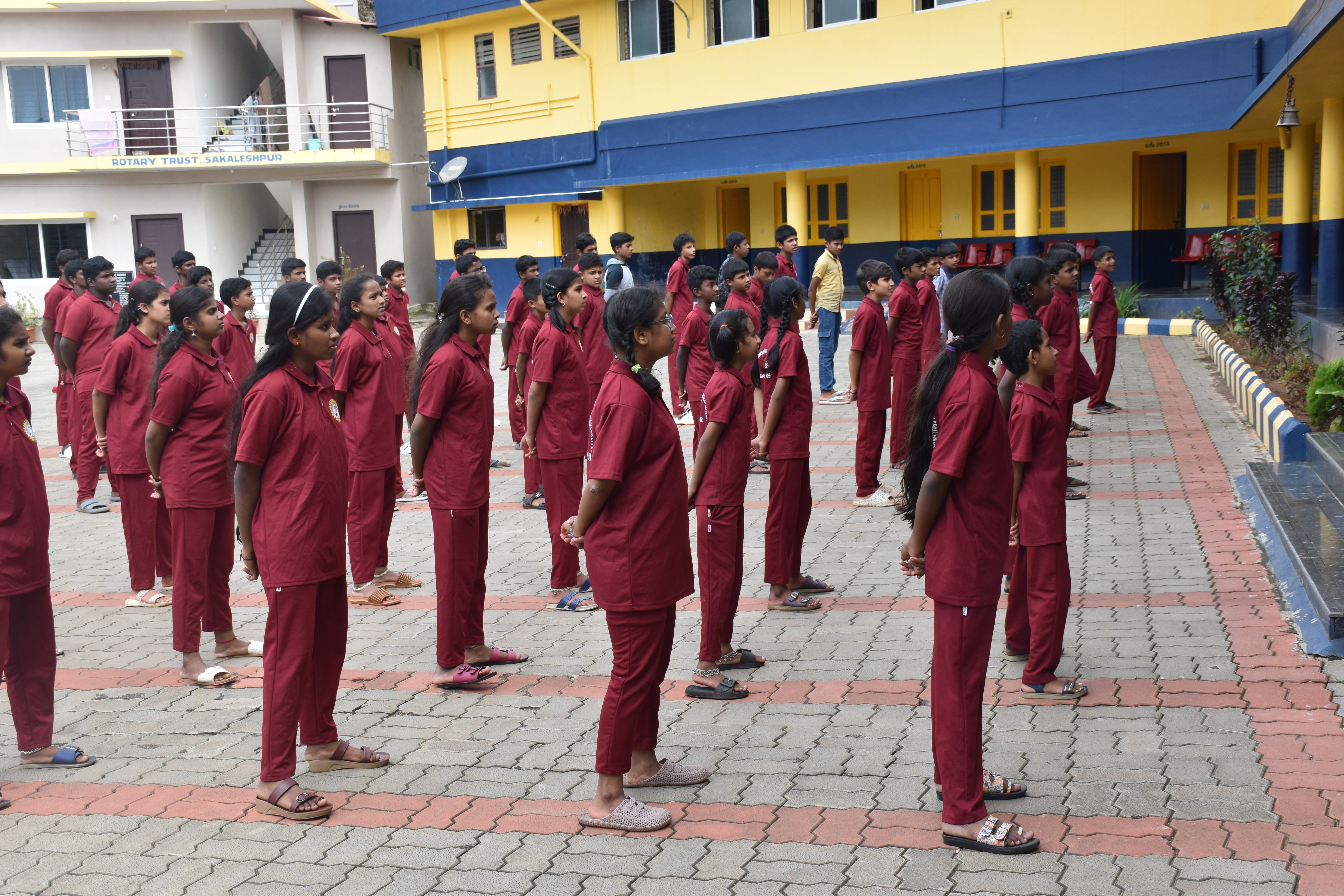 Students participating in cultural activities at N.K. Ganapaiah Rotary School