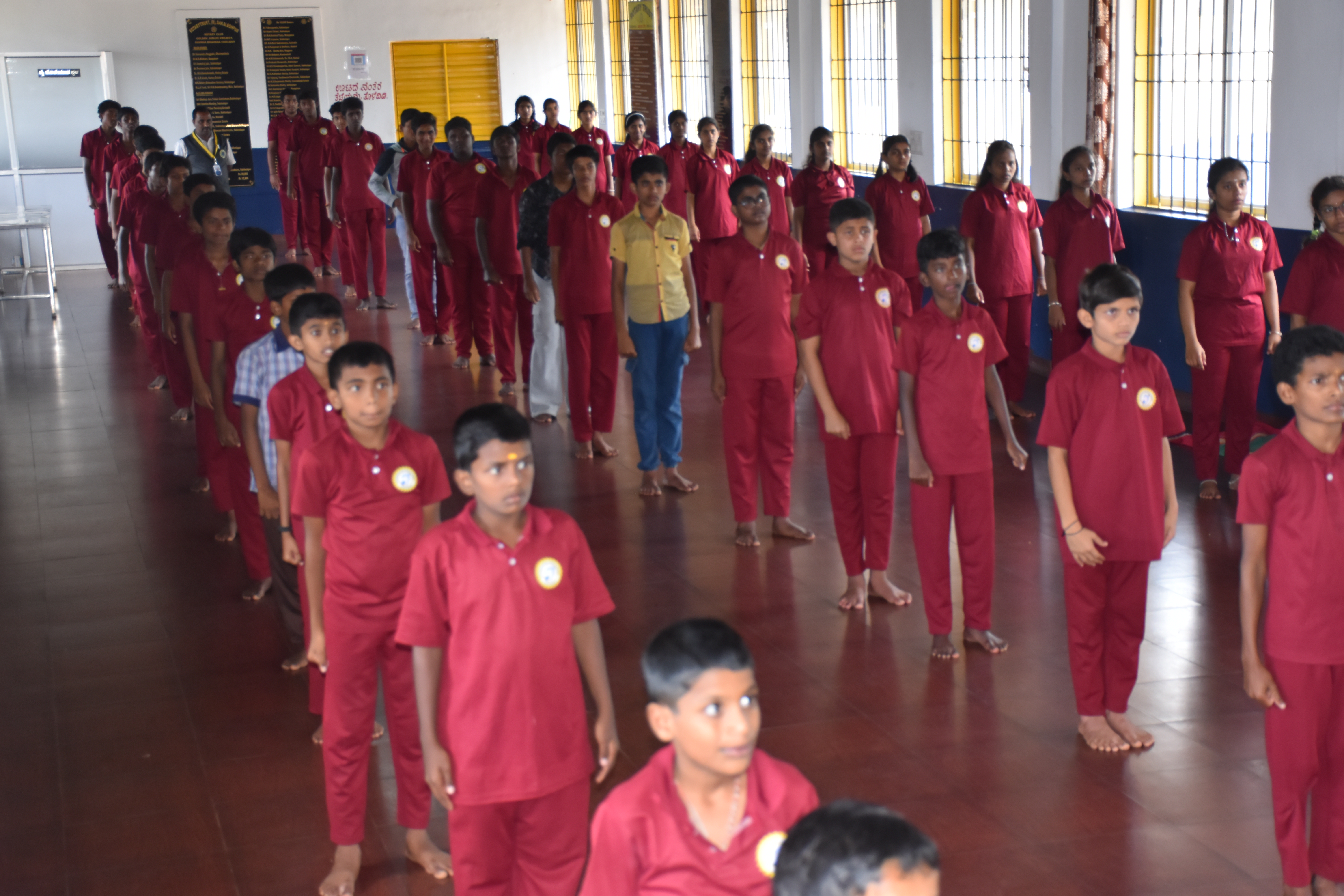 Students participating in cultural activities at N.K. Ganapaiah Rotary School
